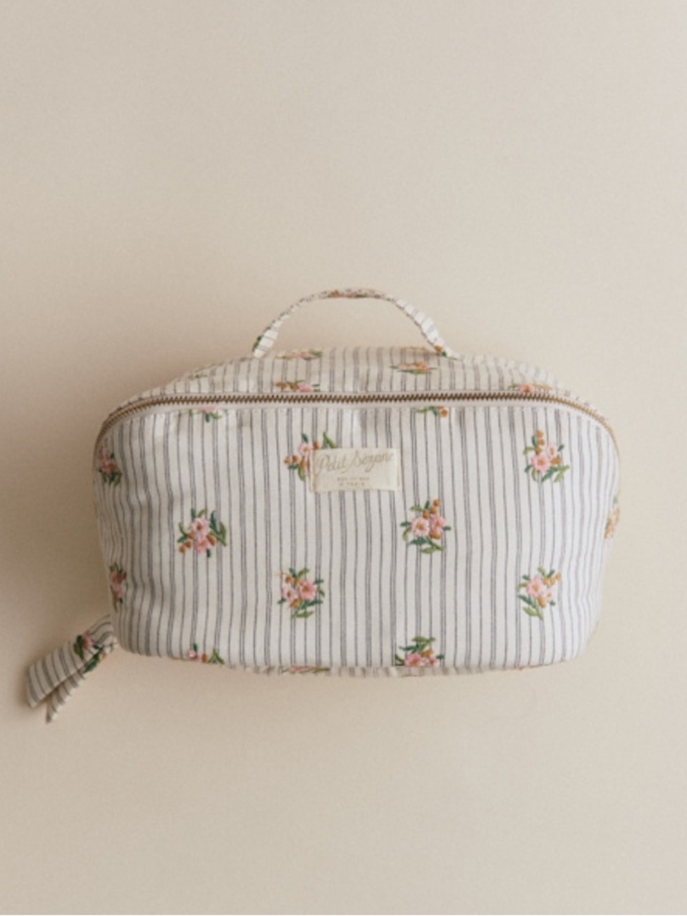Sezane Large Toiletry Bag in striped floral